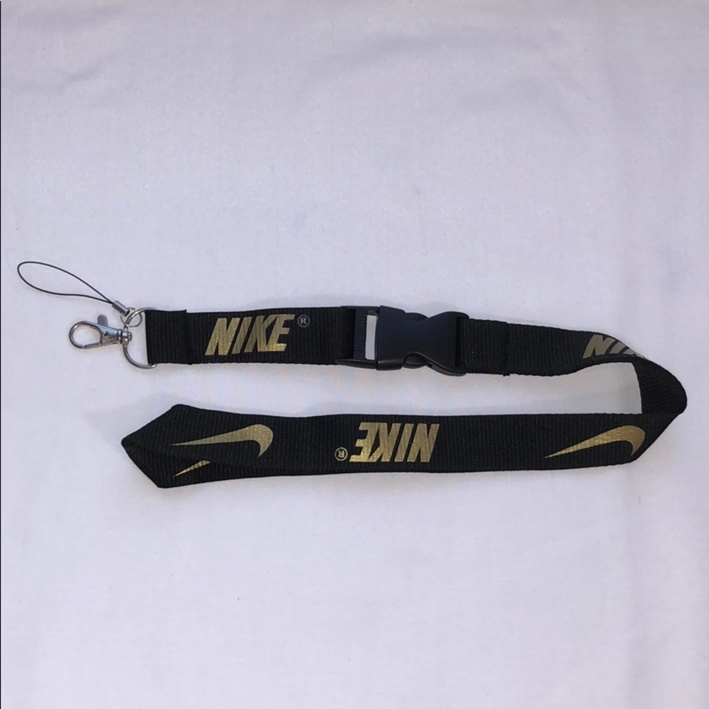 New Nike Black and Gold Lanyard ID Badge Keychain